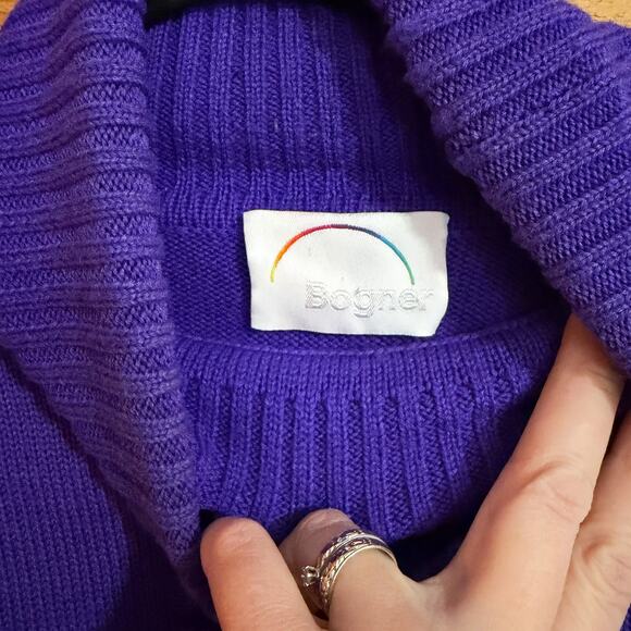 Vintage Bogner Purple Monogram Wool Blend Ski Sweater Size Medium - Picture 4 of 6